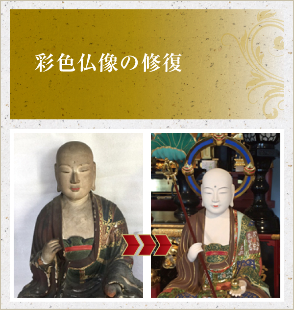 彩色仏像の修復 彩色仏像の修復